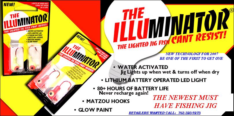 THE ILLUMINATOR LIGHTED FISHING GLOW JIG THAT LIGHTS UP WHEN WET